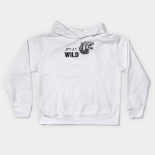 Tiger Face with Text: Stay Wild Kids Hoodie